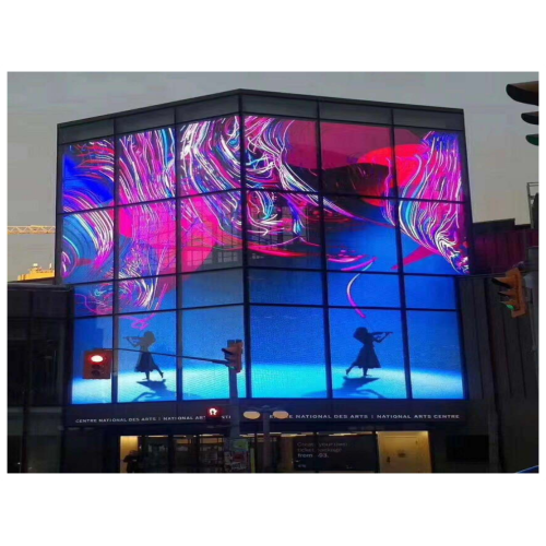 LED Display Screen with Glass Window Wall Mesh for Commercial Centers: P3.91 Transparent Flexible Solution